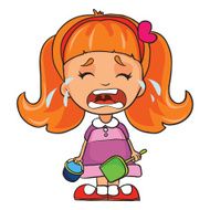cute girl crying vector illustration on white background