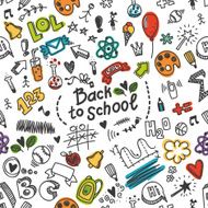 Vector seamless pattern with many school supplies