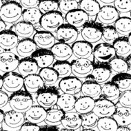 Crowd of funny peoples seamless background for your design