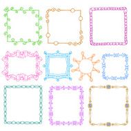 Vintage photo frames set drawing doodle style