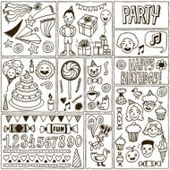 Birthday Themes Banners set 1 Hand Drawn Vector Illustrations