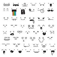 Set of 50 different pieces doddle emotions to create characters