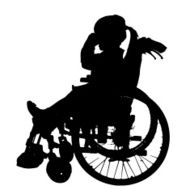 Vector silhouettes of girl in a wheelchair
