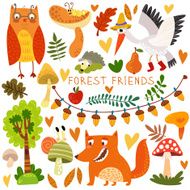 Vector Set of Cute Woodland and Forest Animals