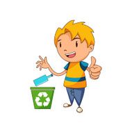Kid recycling glass