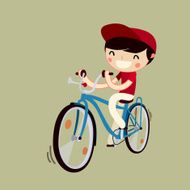 boy riding bicycle cartoon character vector illustration