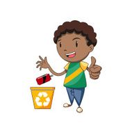Child recycling aluminum vector illustration