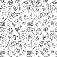 Seamless pattern drawn in a childlike style Vector illustration