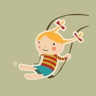 vector swinging girl character