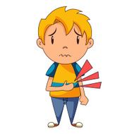 Stomach ache boy vector illustration
