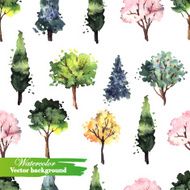 Watercolor pattern with trees