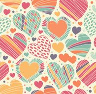 Colorful love ornamental pattern with hearts