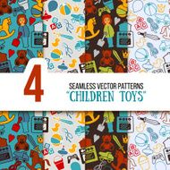 Children Toys Playground Seamless Vector Pattern Set