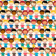 Multi-Ethnic Kids Crowd Seamless Background