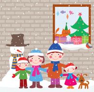 happy family in Christmas eve