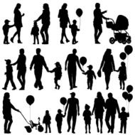 silhouettes of parents and children