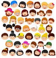 Set cartoon children head