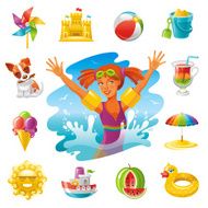 Child beach icons