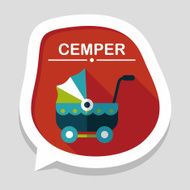 Pram flat icon with long shadow eps10