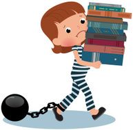 Girl schoolgirl prisoner with books in their hands