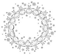 Happy Kids in a Circle Outline