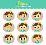 Prince little boy cute emotions set