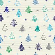 Christmas Tree doodles Seamless pattern