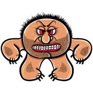 Angry cartoon monster with stubble vector illustration