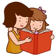 Mother and daughter reading a book