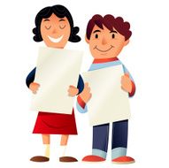 Two Kids with paper sheets