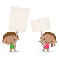 Children holding a blank sign for your message(Boy and Girl)