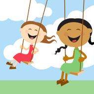 Children Swinging Together