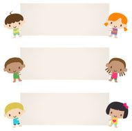 World Kids Multicultural children holding a blank message sign N2