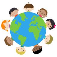 Happy smiling multicultural kids around the world