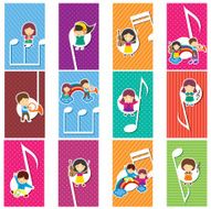 Happy kids with music notes