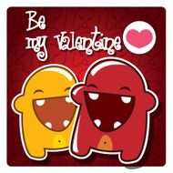 Valentine&#039;s card with cute monsters and a message vector