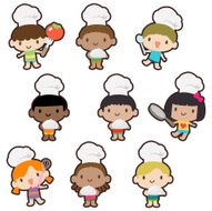 Multicultural kids cooking baking carrying a covered dinner plate