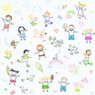 Seamless background with happy friends