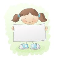 scribbles girl with sign