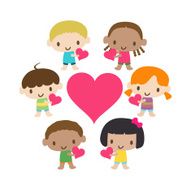 World Kids Multicultural children showing love