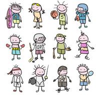 Stickfigure Children and Sports