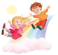 Children&#039;s Day Children and rainbow