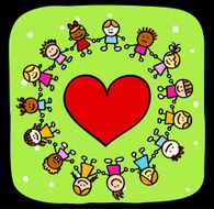 peace Love and happy kids cartoon