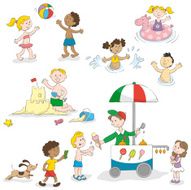 Summer kids playing fun beach set