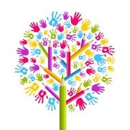 Diversity education tree hands illustration