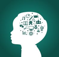 Child head with education icons