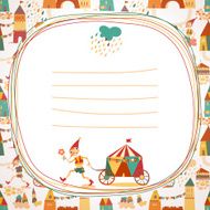 Children&#039;s background with houses and the fairytale boy