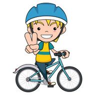 Child riding bike vector illustration