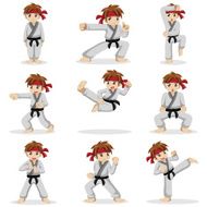 Different poses of karate kid