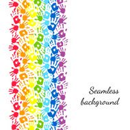 Color hands rainbow seamless border background